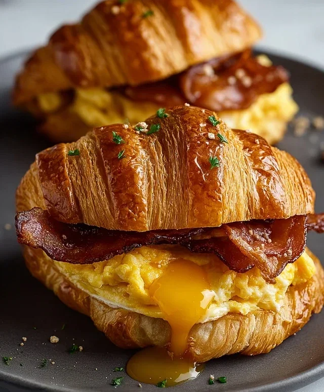 Killer Maple Mustard Croissant Breakfast Sandwiches