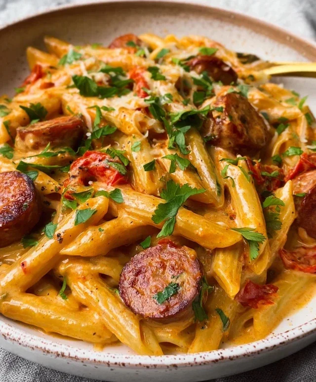One Pot Creamy Cajun Sausage Pasta (30-Minutes)
