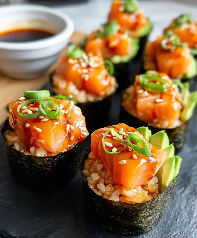 Spicy Salmon Sushi Cups