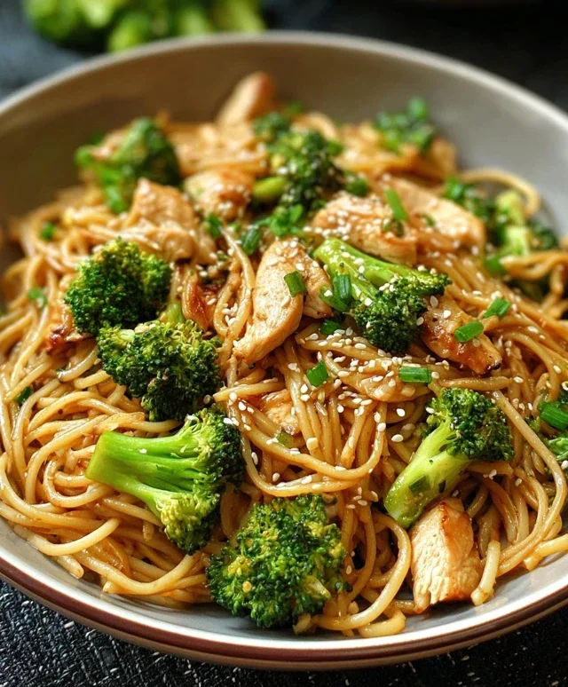 Healthy Sesame Noodles with Chicken and Broccoli