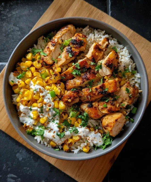 Street Corn Chicken Rice Bowl