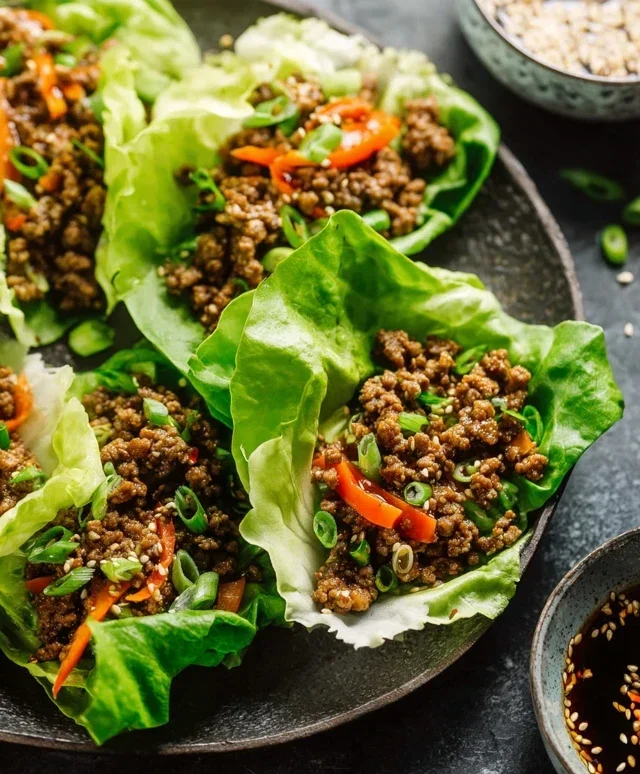 Asian Style Ground Beef Lettuce Wraps