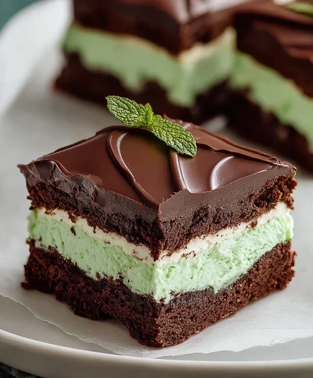 Triple-layer chocolate mint squares