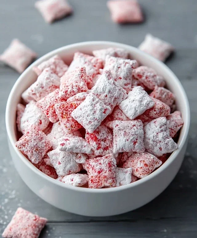 Easy Strawberry Shortcake Puppy Chow