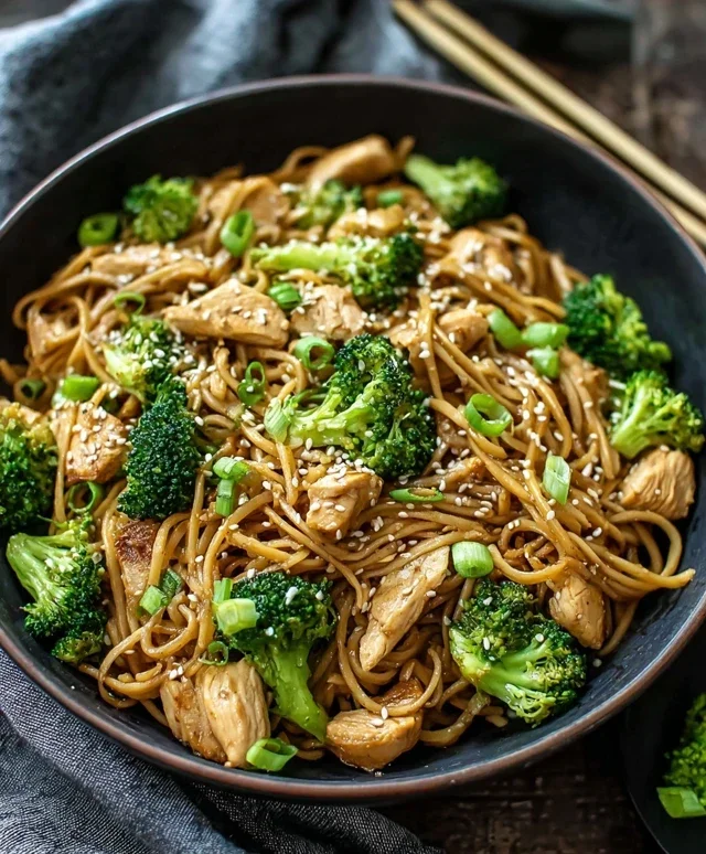 Healthy Sesame Noodles with Chicken and Broccoli