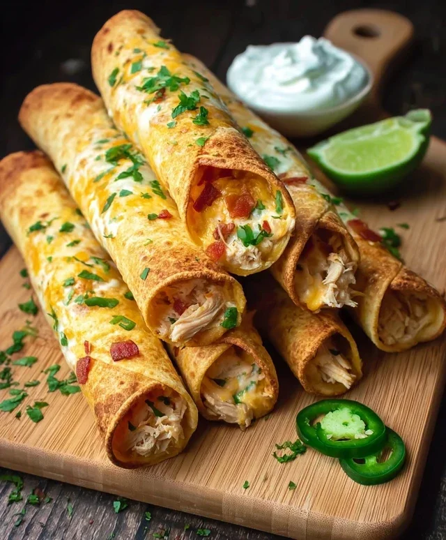 Jalapeno Popper Chicken Taquitos