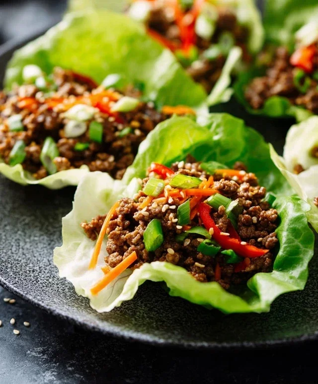 Asian Style Ground Beef Lettuce Wraps