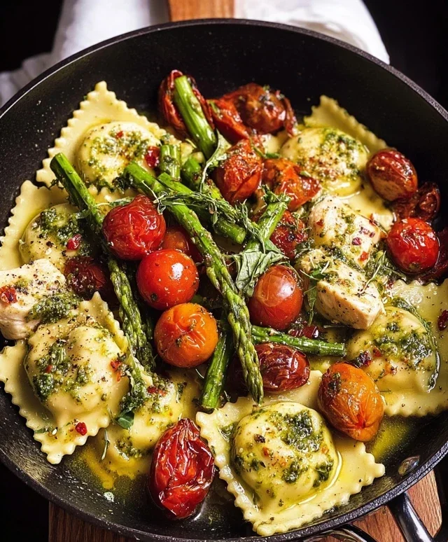 Chicken Ravioli with Pesto and Veggies
