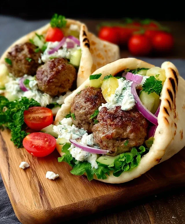 Greek Meatball Pitas