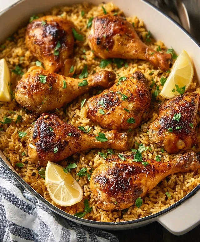 Baked Chicken Legs and Rice
