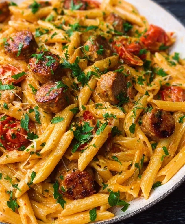 One Pot Creamy Cajun Sausage Pasta (30-Minutes)
