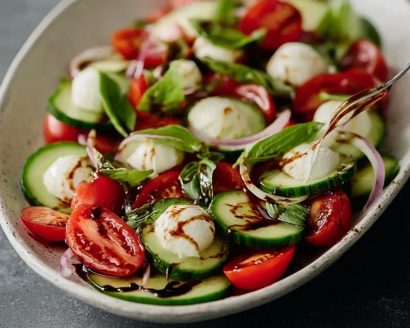 Fresh Cucumber Caprese Salad