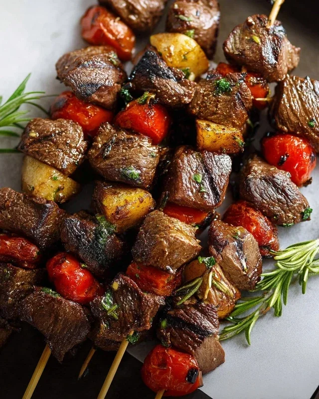 Rosemary Garlic Steak Kebabs