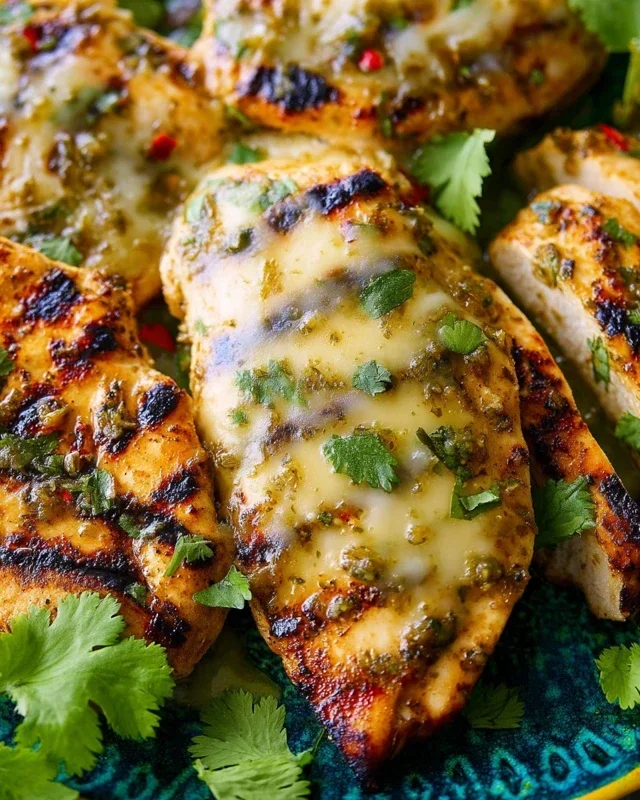 Grilled Salsa Verde Chicken with Pepper Jack
