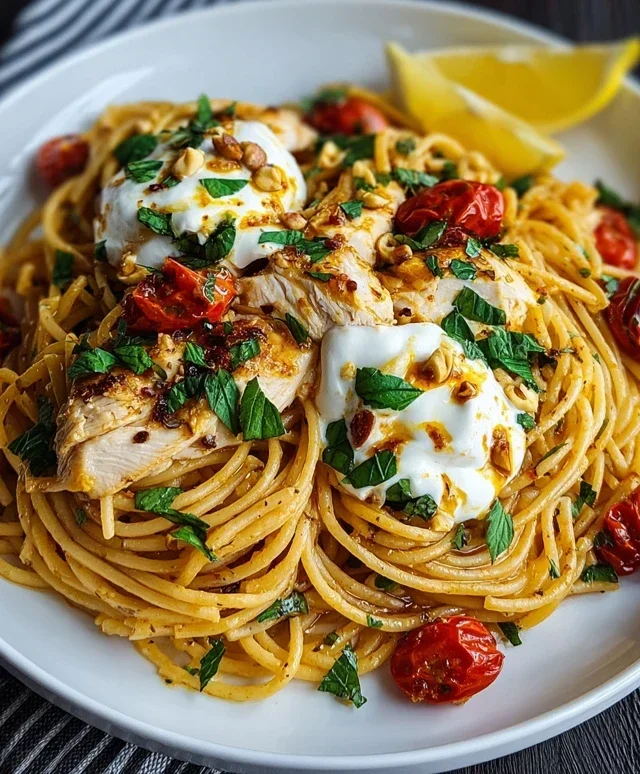 Chicken Spaghetti with Burrata