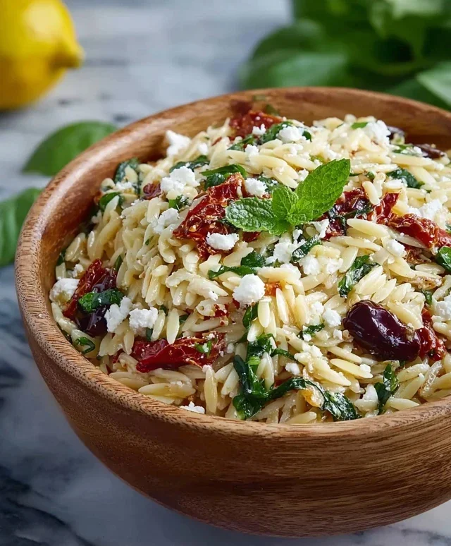 Homemade Orzo Pasta Salad with Feta and Sun Dried Tomatoes - FlirtyFood