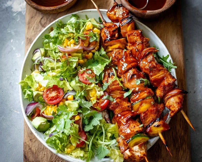 BBQ Chicken Skewer Salad