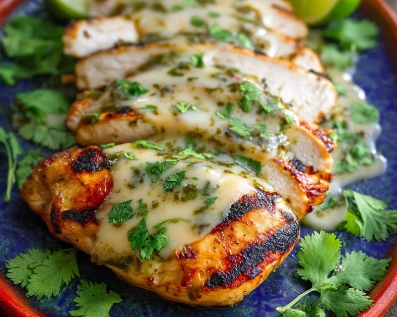 Grilled Salsa Verde Pepper Jack Chicken