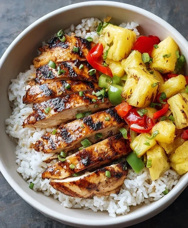 Grilled Chicken and Pineapple Bowls with Coconut Rice