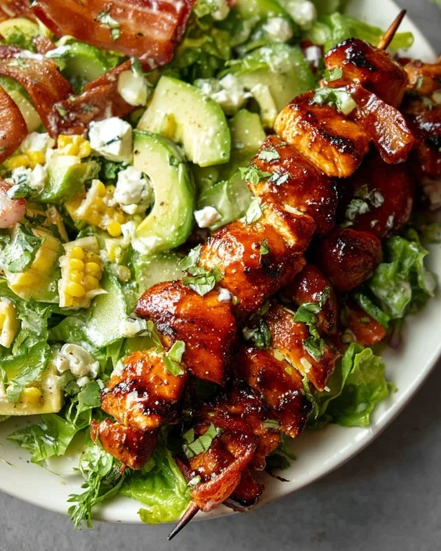 BBQ Chicken Skewer Salad
