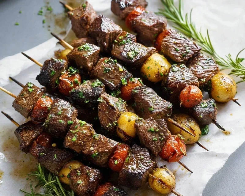 Rosemary Garlic Steak Kebabs