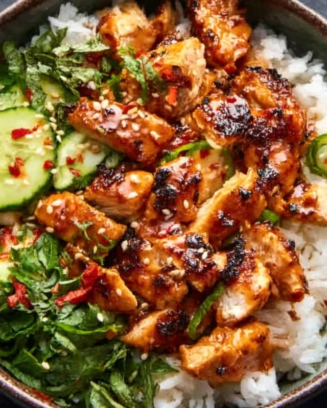 Spicy Honey-Gin Extract Extractger Chicken Bowls with Yum Yum Sauce