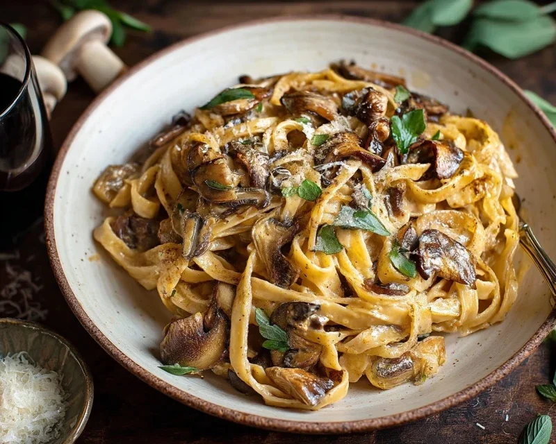 Caramelized Leek and Mushroom Gruyere Pasta