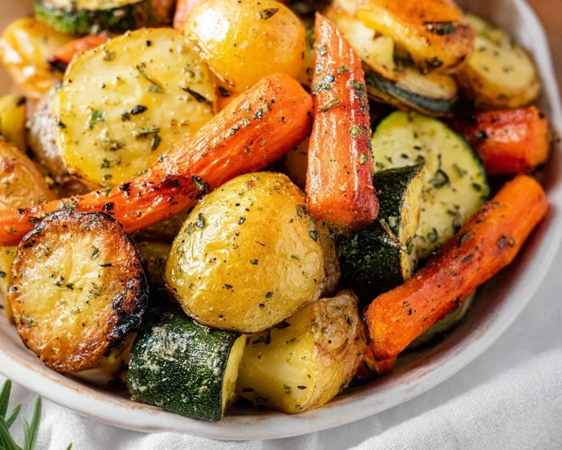Garlic Herb Roasted Potatoes Carrots and Zucchini