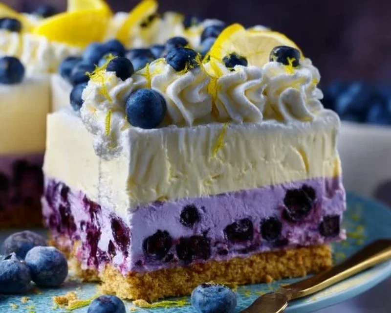 No-Bake Lemon dazzling Blueberry cream Cake