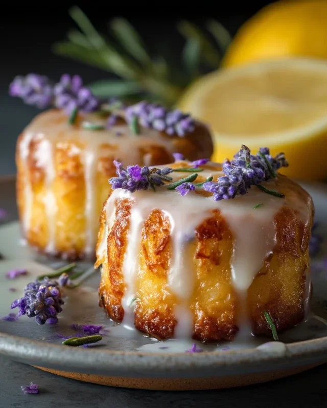 Mini Lemon Cakes With Lavender Glaze