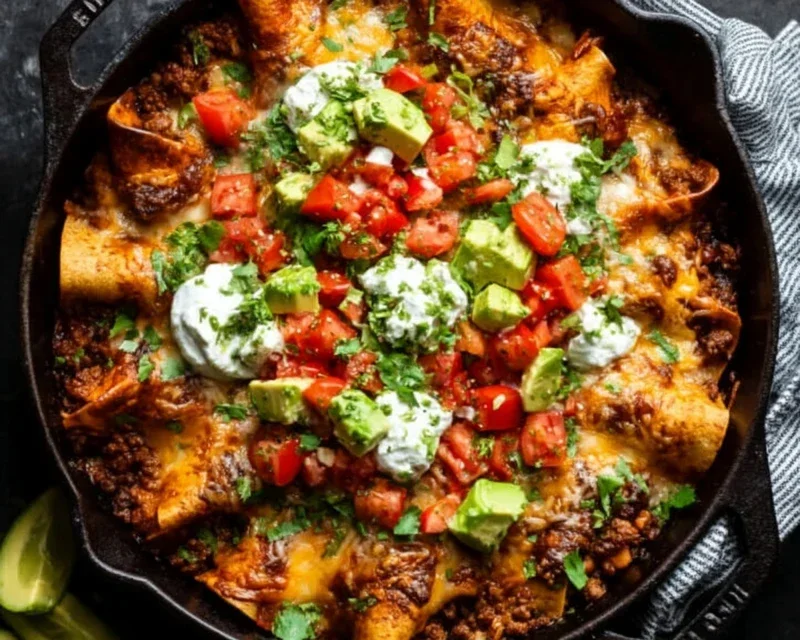 Beef Skillet Enchiladas