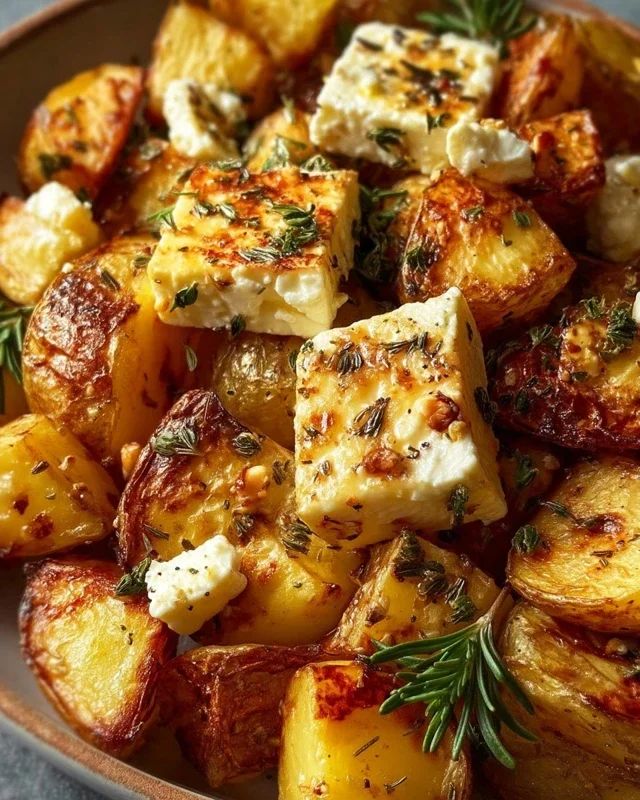 Roasted Potatoes With Baked Feta And Garlic