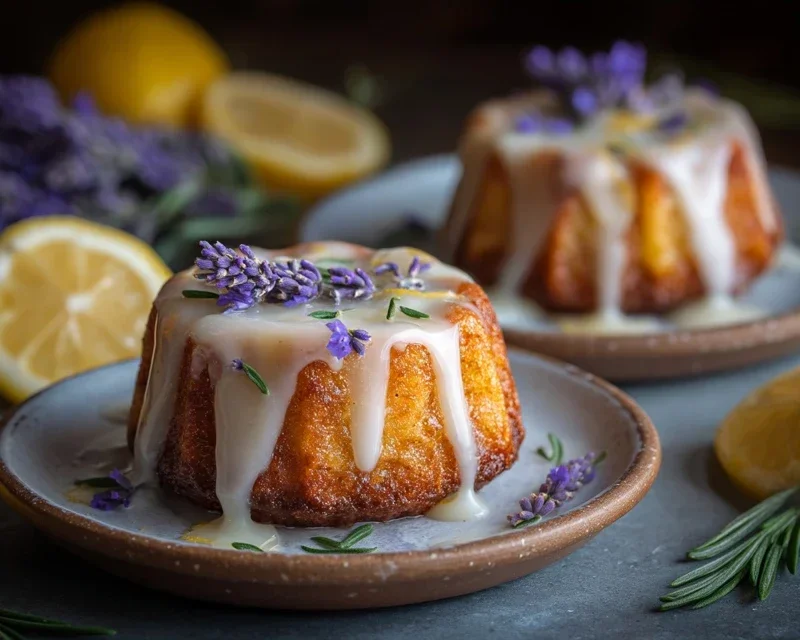 Mini Lemon Cakes With Lavender Glaze