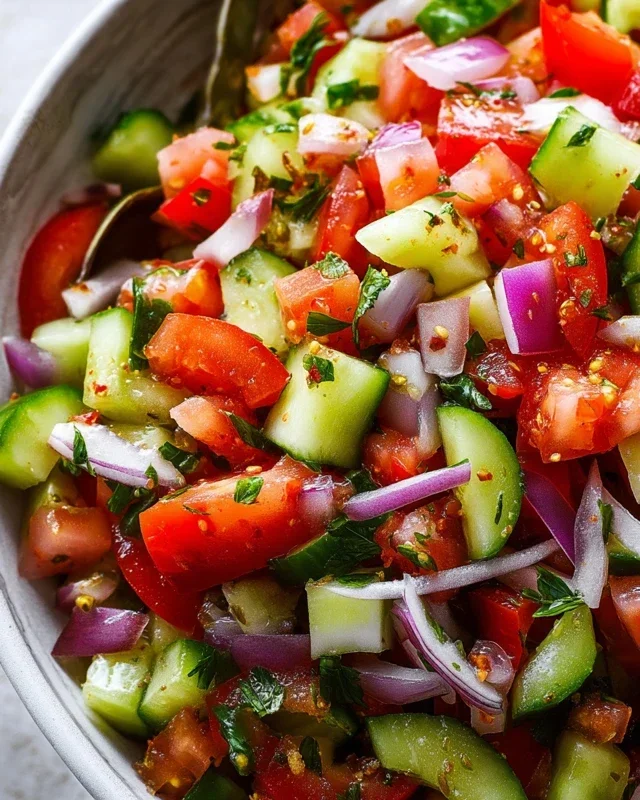 Mediterranean Salad with Cucumber, Tomato and Onion