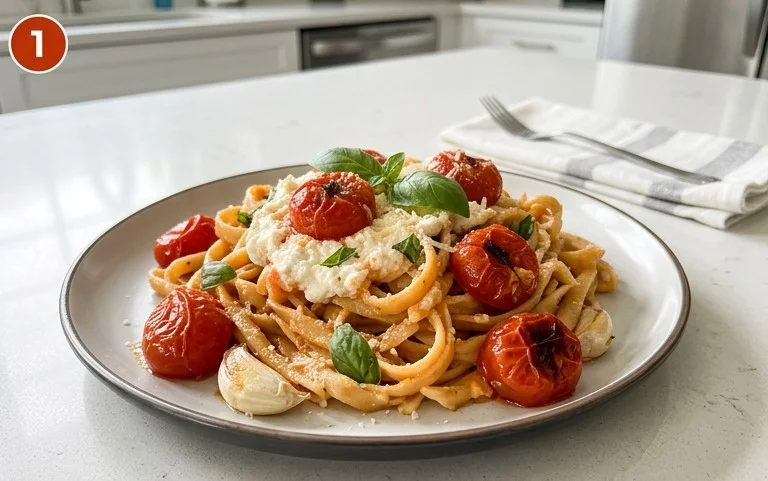 Roasted Tomato and Garlic Ricotta Pasta