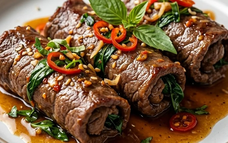 Thai Basil Beef Rolls
