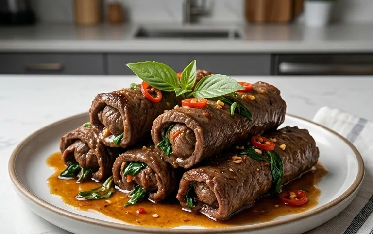Thai Basil Beef Rolls