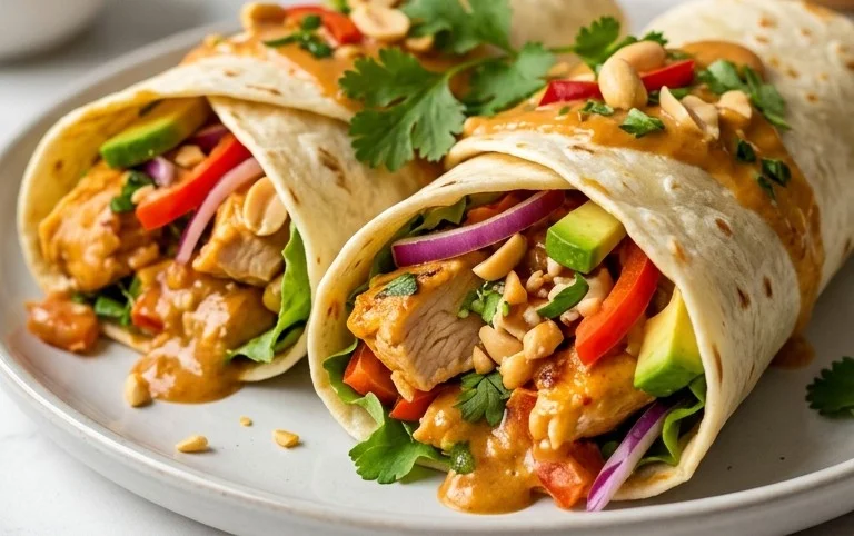 Thai Peanut Chicken Wraps