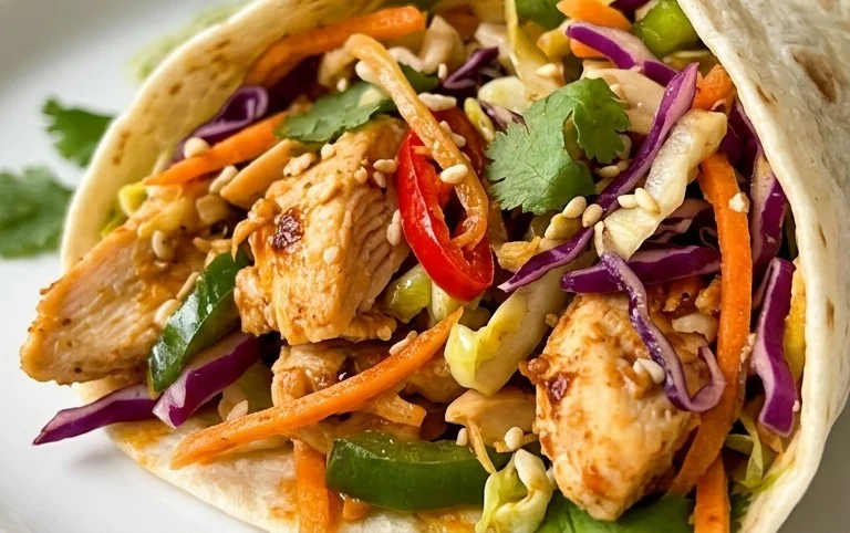 Thai Chicken Wrap with Crunchy Asian Slaw