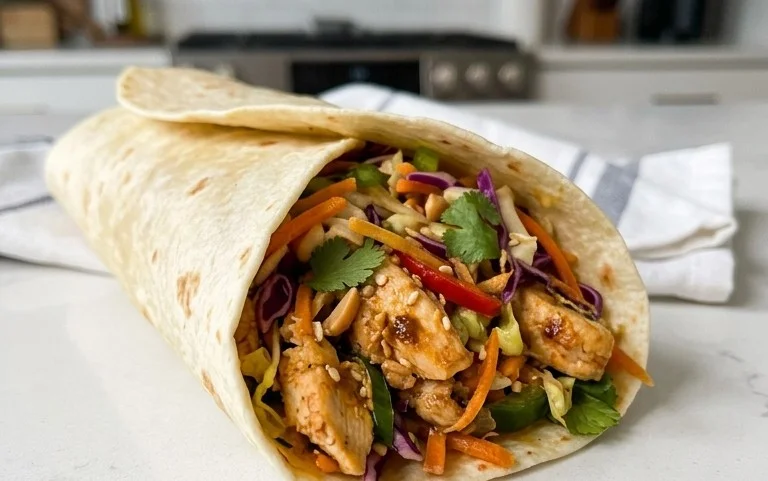 Thai Chicken Wrap with Crunchy Asian Slaw