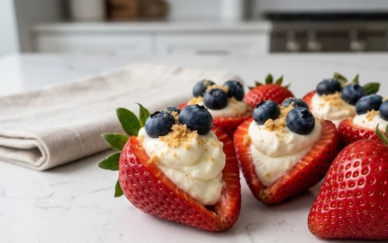 Red, White, and Blue Cheesecake Strawberries