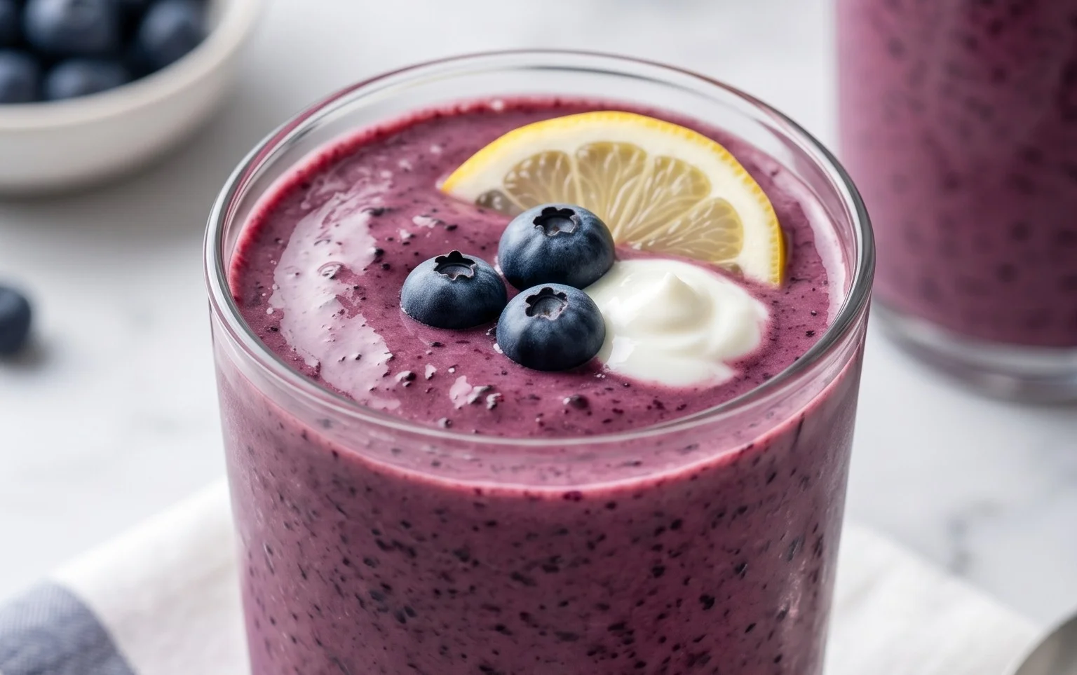 Blueberry Avocado Smoothie With Lemon & Yogurt