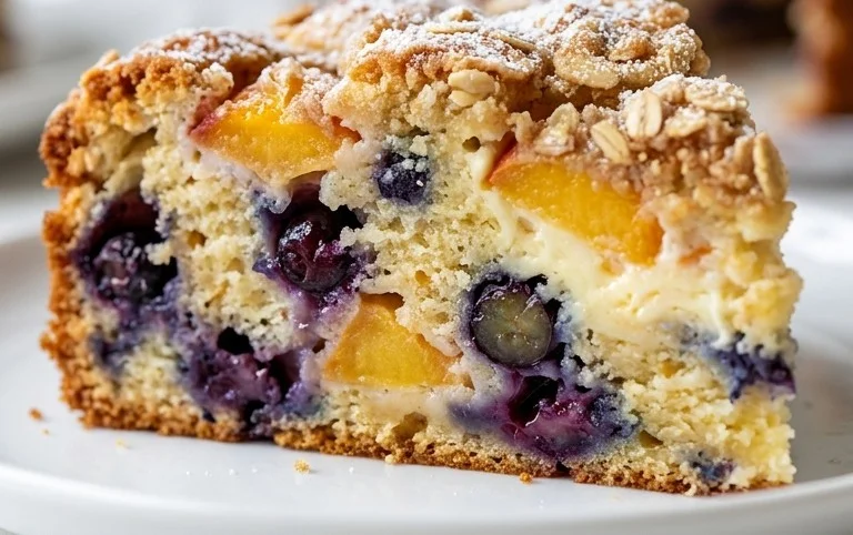 Peach and Blueberry Greek Yogurt Cake
