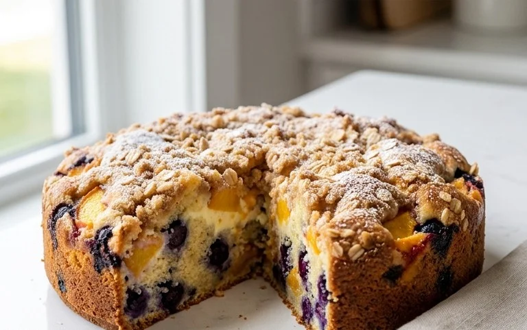 Peach and Blueberry Greek Yogurt Cake