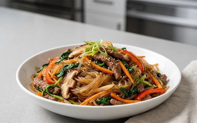 Japchae (Korean Glass Noodle Stir Fry)