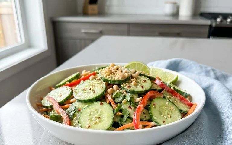Creamy Asian Cucumber Salad Bowl