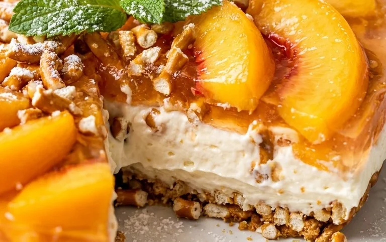 Peach Pretzel Salad Dessert