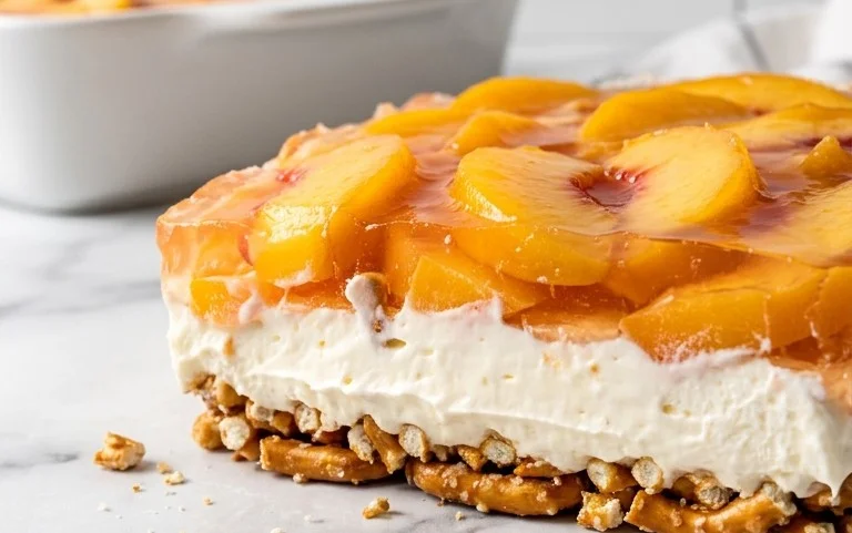 Peach Pretzel Salad Dessert