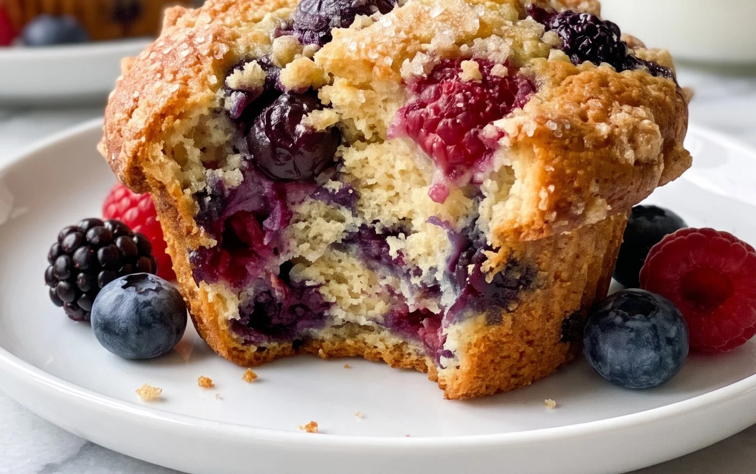 Bakery Style Mixed Berry Muffins | with Frozen Berries