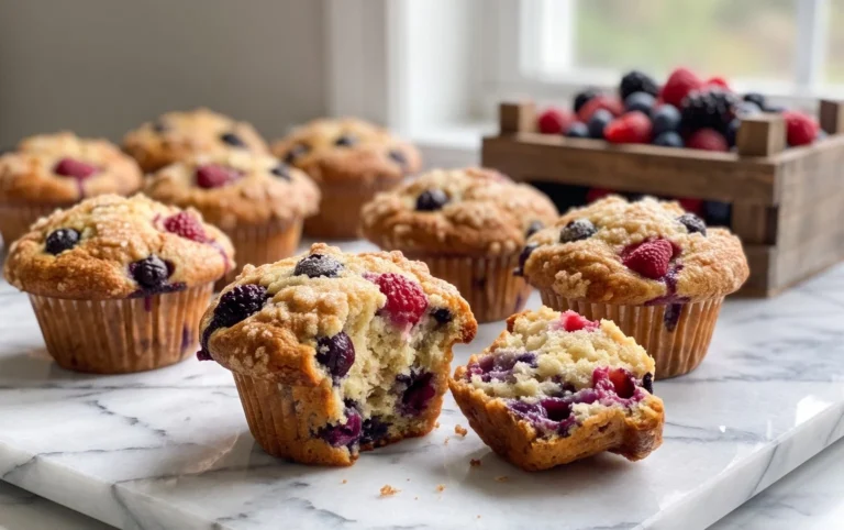 Bakery Style Mixed Berry Muffins | with Frozen Berries